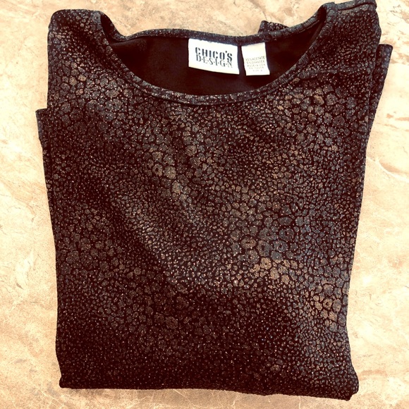 Chico's Tops - Chico’s bronze brown shimmery sparkle top long sleeves Chicos 2= large 12